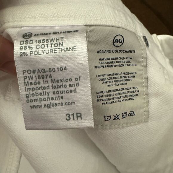 AG Goldschmied The Prima Ankle Cigarette Ankle White Women's Size 31 Regular - Picture 9 of 11